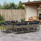 vidaXL 9-delige tuinset met kussens, grijs polyrotan