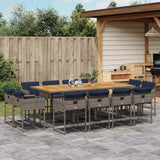 vidaXL 9-delige tuinset met kussens, grijs polyrotan