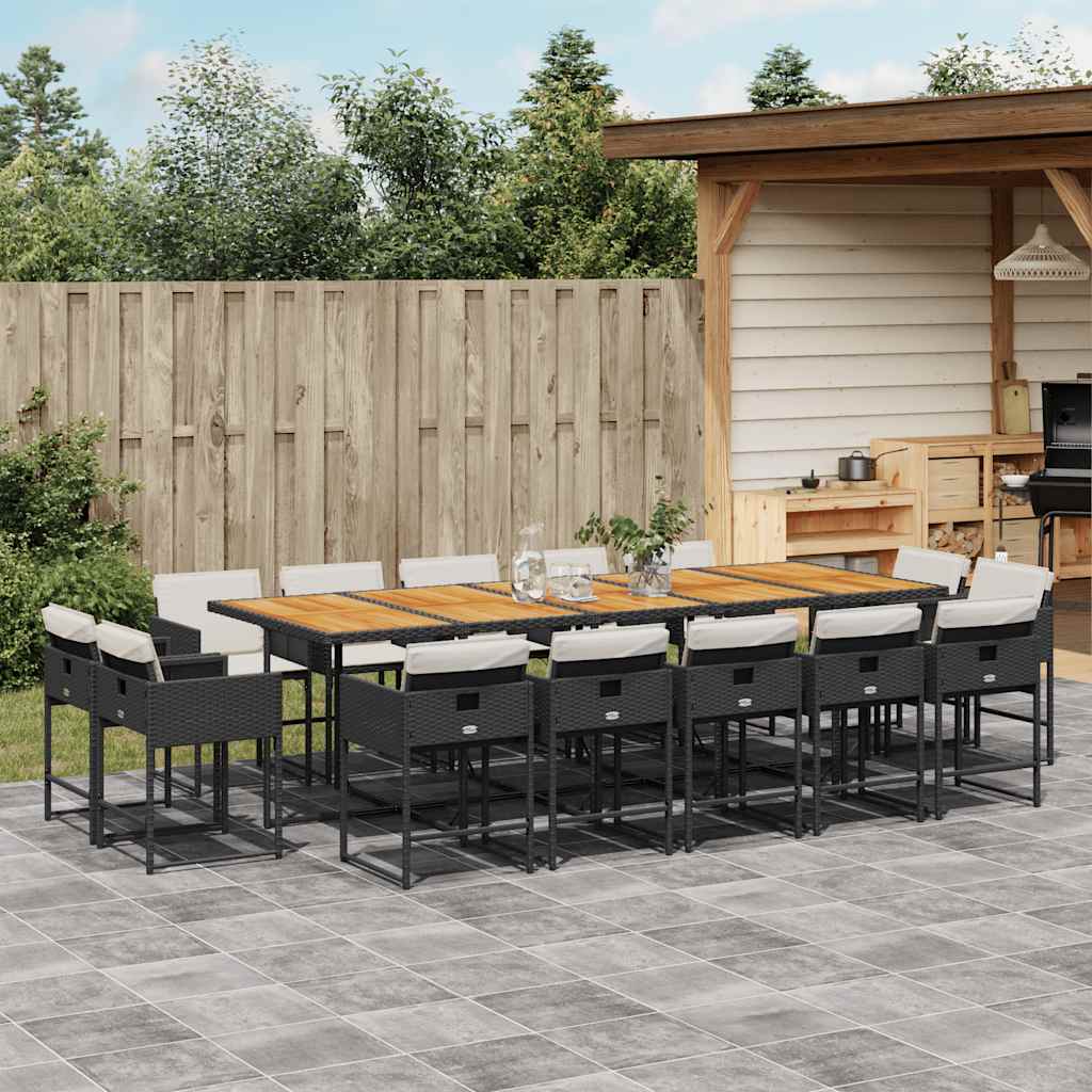 vidaXL 9-delige Tuinset poly rattan zwart