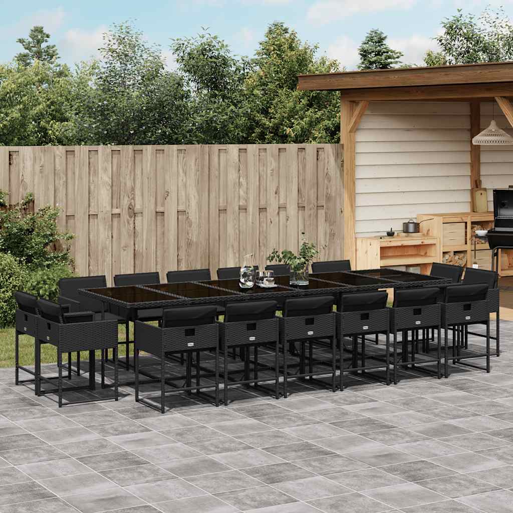 vidaXL 9-delige Tuinset poly rattan zwart