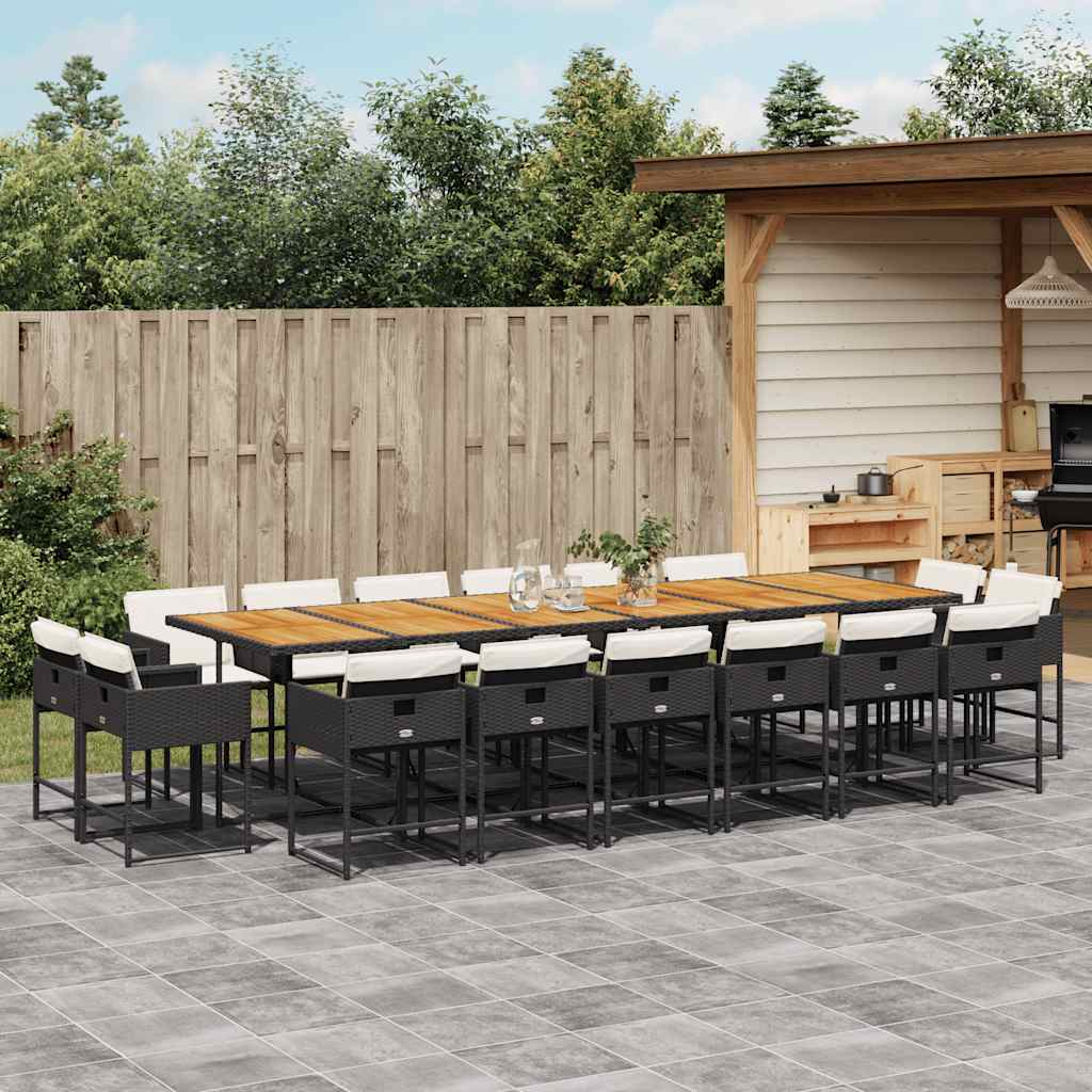 vidaXL 9-delige Tuinset poly rattan zwart