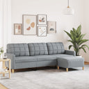 vidaXL Three-Seater Sofa with Footstool 180 cm Fabric Light Grey