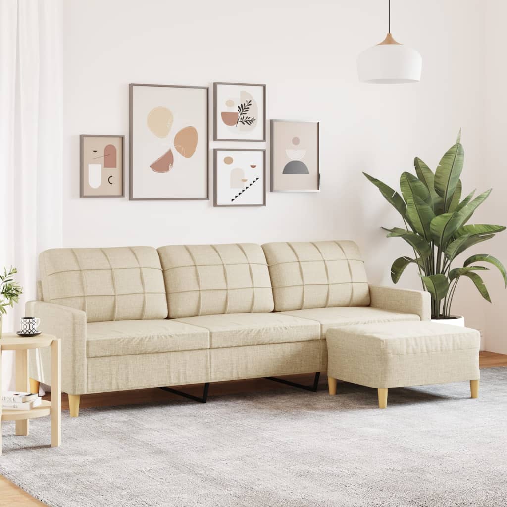 vidaXL Driezitsbank met voetenbank 180 cm stof lichtgrijs