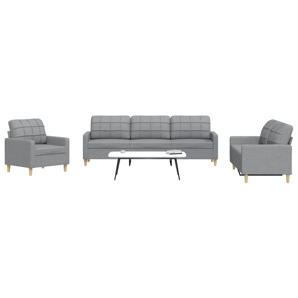 vidaXL 3-piece Fabric Lounge Set light grey