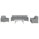 vidaXL 3-piece Fabric Lounge Set light grey