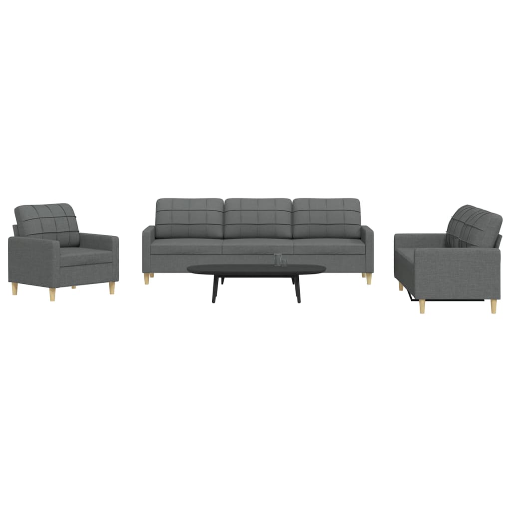 vidaXL 3-piece Fabric Lounge Set light grey