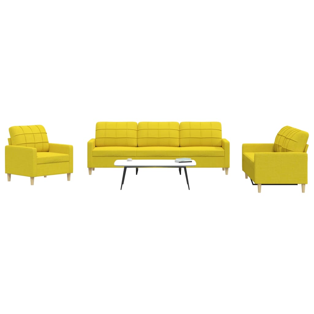 vidaXL 3-piece Fabric Lounge Set light grey