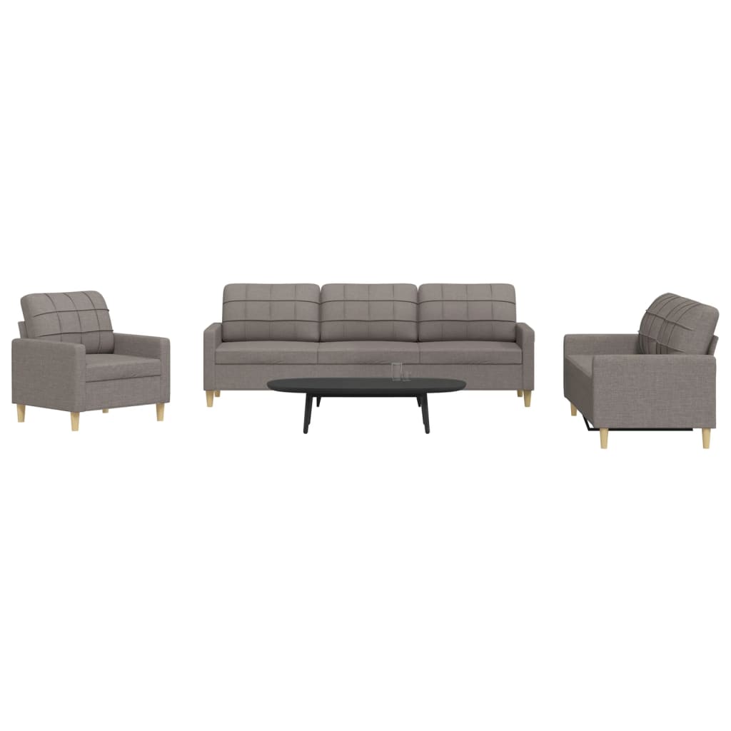 vidaXL 3-piece Fabric Lounge Set light grey
