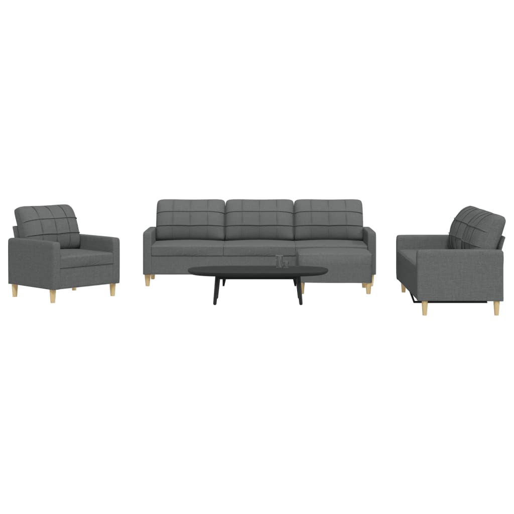 vidaXL 3-piece Fabric Lounge Set light grey
