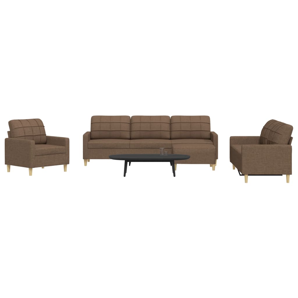 vidaXL 3-piece Fabric Lounge Set light grey