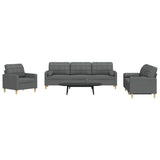 vidaXL 3-piece Fabric Lounge Set light grey