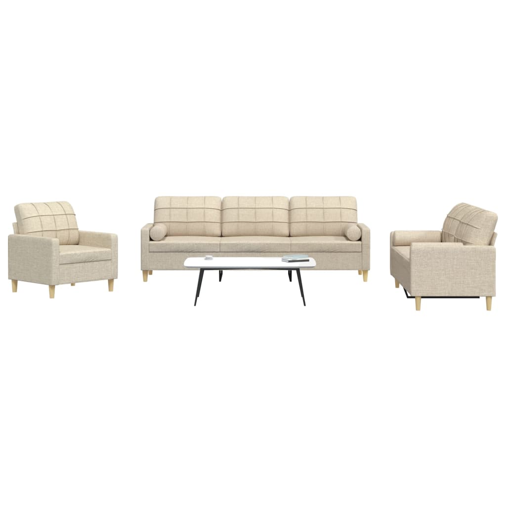 vidaXL 3-piece Fabric Lounge Set light grey