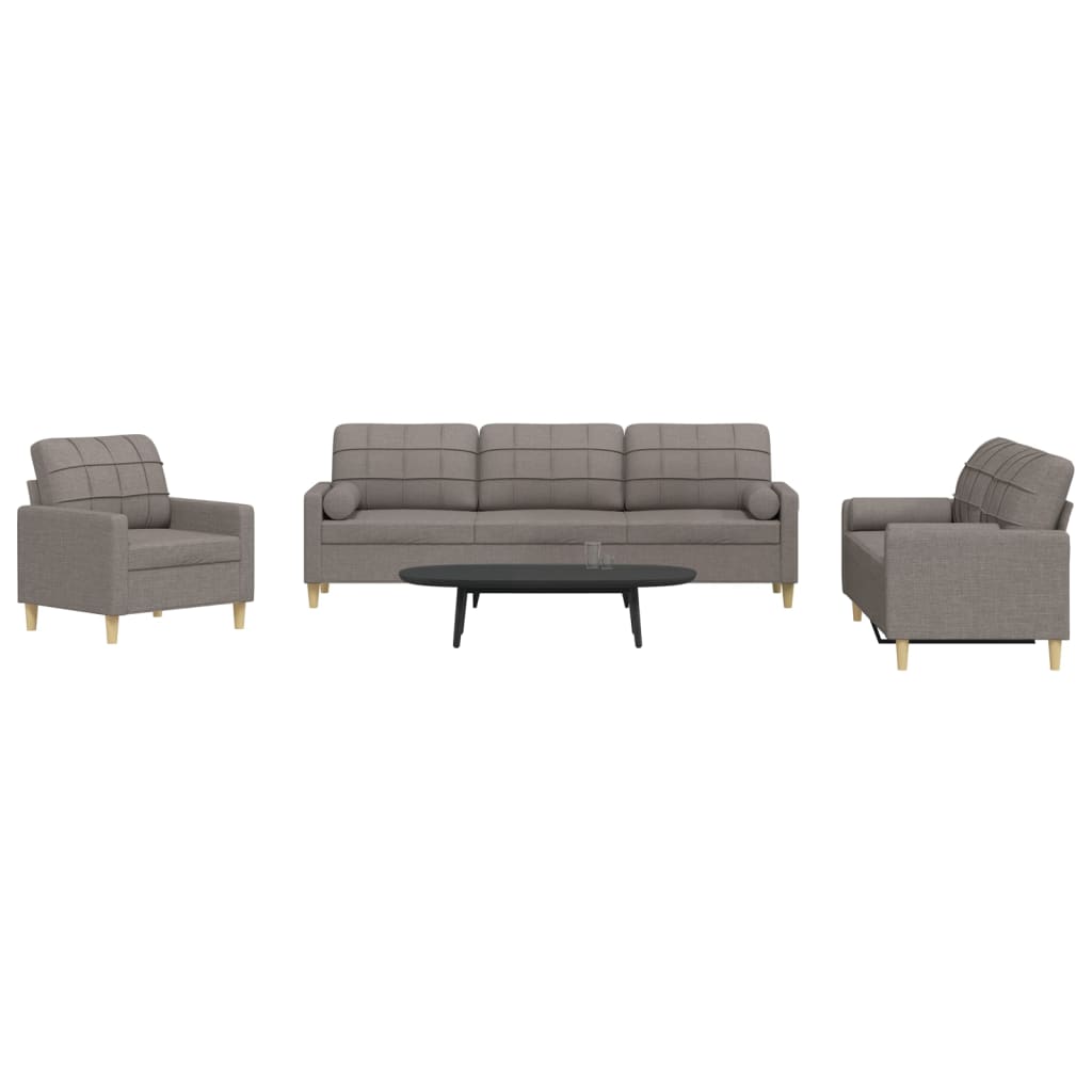 vidaXL 3-piece Fabric Lounge Set light grey