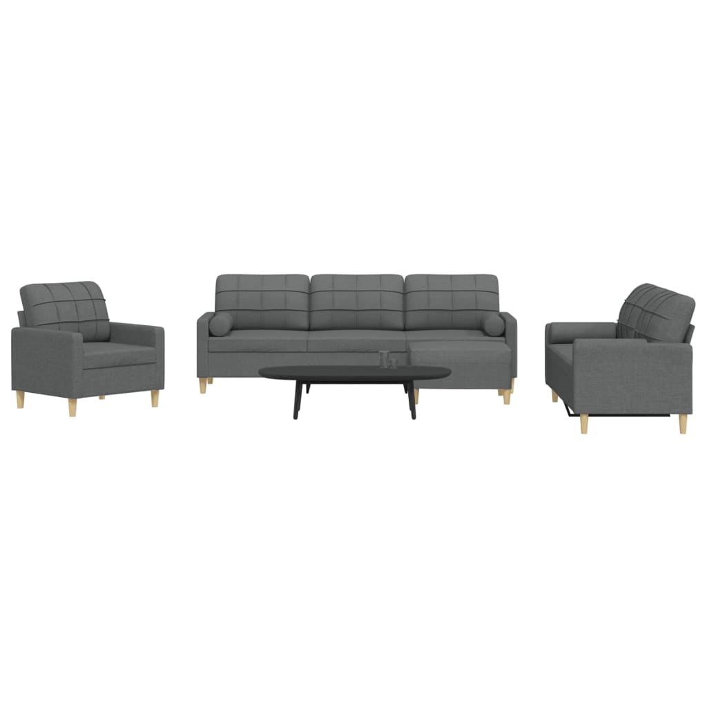 vidaXL 3-piece Fabric Lounge Set light grey