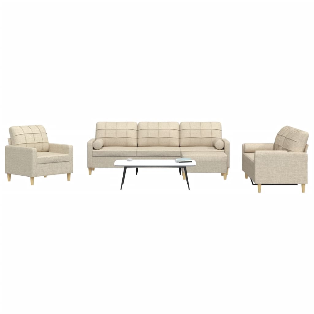 vidaXL 3-piece Fabric Lounge Set light grey