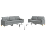 vidaXL 2-Piece Lounge Set fabric light grey