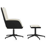 vidaXL Relaxstoel met voetenbank fluweel en PVC crèmewit
