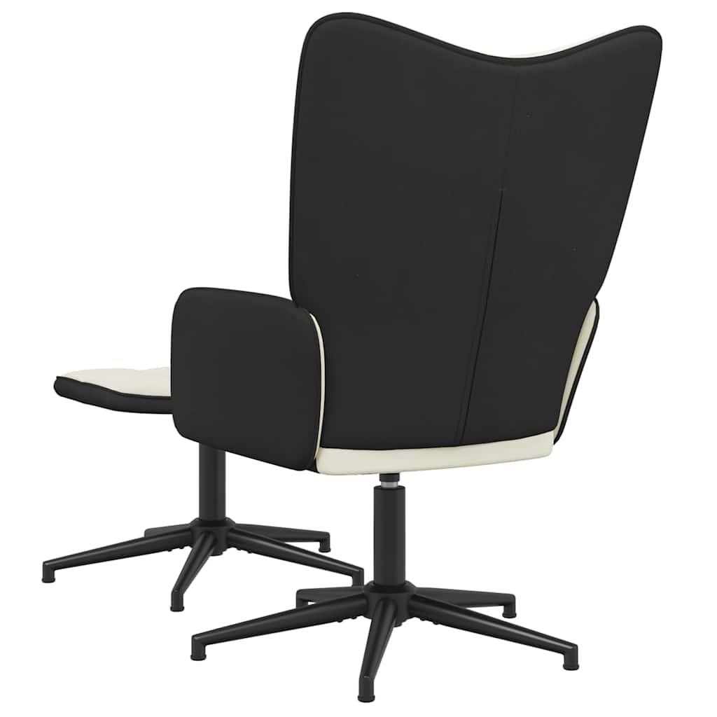 vidaXL Relaxstoel met voetenbank fluweel en PVC crèmewit