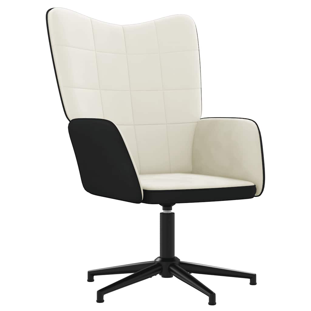 vidaXL Relaxstoel met voetenbank fluweel en PVC crèmewit