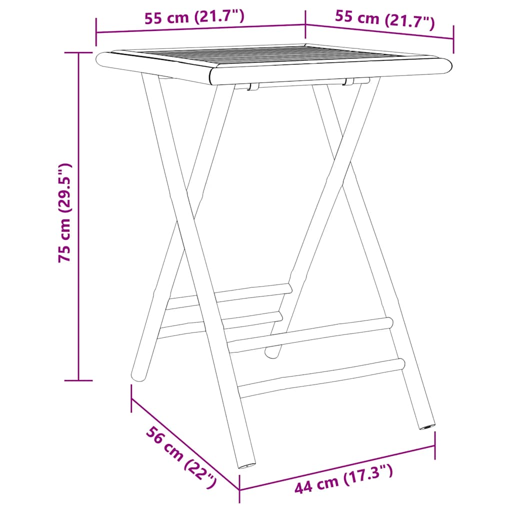 vidaXL 3-delige Bistroset bamboe