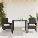 vidaXL 3-Piece Garden Lounge Set with Cushions Poly Rattan and Glass Black