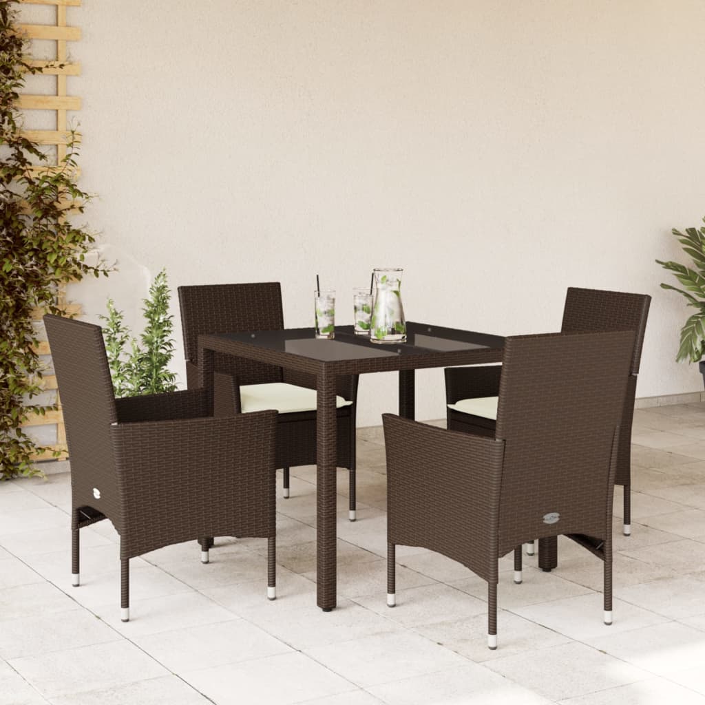 vidaXL 3-Piece Garden Lounge Set with Cushions Poly Rattan and Glass Black