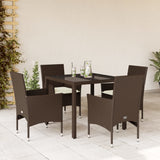 vidaXL 3-Piece Garden Lounge Set with Cushions Poly Rattan and Glass Black