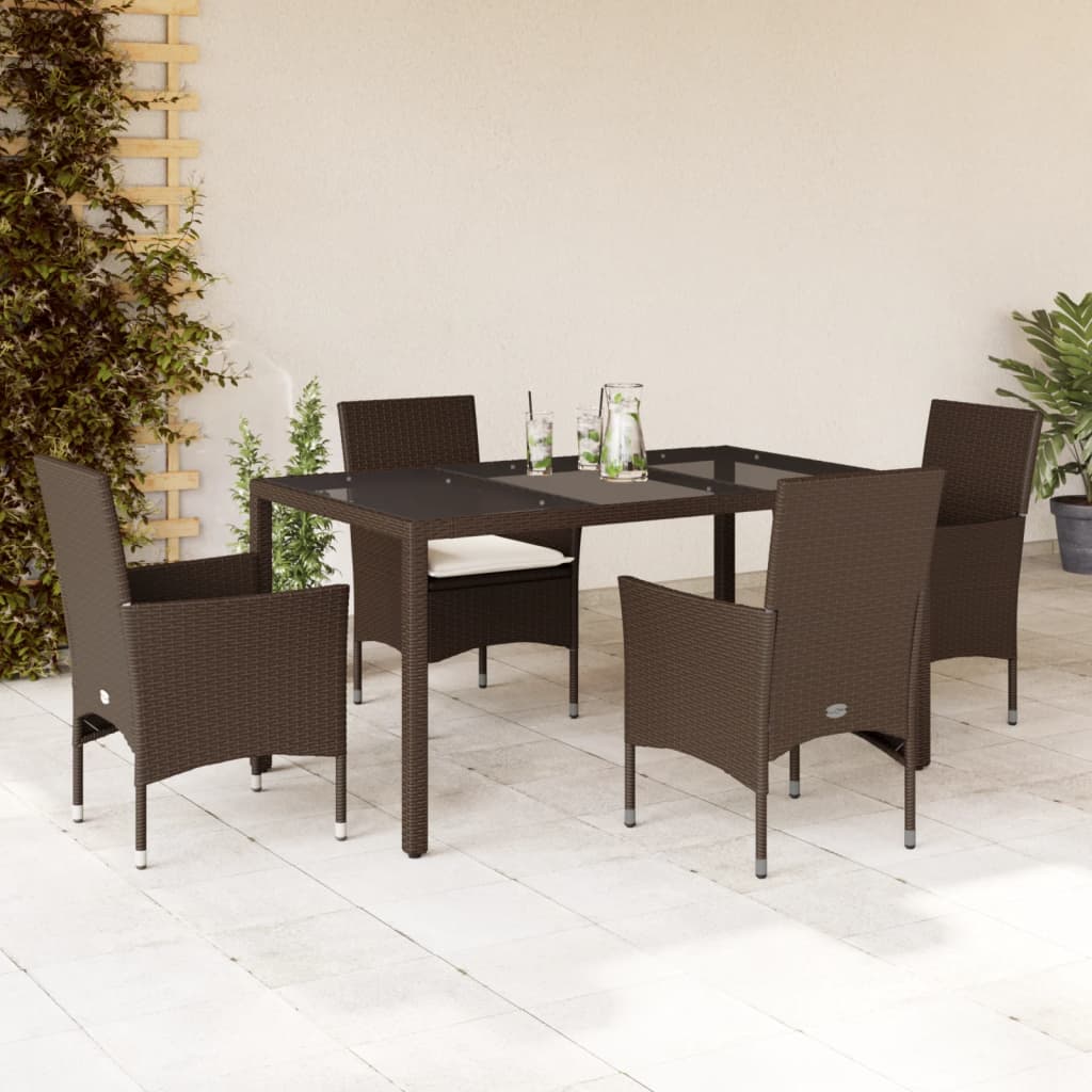vidaXL 3-Piece Garden Lounge Set with Cushions Poly Rattan and Glass Black