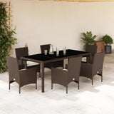 vidaXL 3-Piece Garden Lounge Set with Cushions Poly Rattan and Glass Black