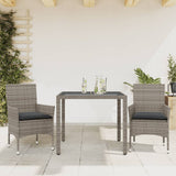 vidaXL 3-Piece Garden Lounge Set with Cushions Poly Rattan and Glass Black