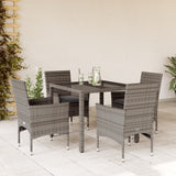 vidaXL 3-Piece Garden Lounge Set with Cushions Poly Rattan and Glass Black