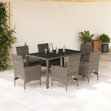 vidaXL 3-Piece Garden Lounge Set with Cushions Poly Rattan and Glass Black