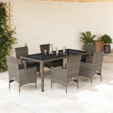 vidaXL 3-Piece Garden Lounge Set with Cushions Poly Rattan and Glass Black
