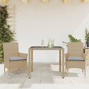 vidaXL 3-Piece Garden Lounge Set with Cushions Poly Rattan and Glass Black