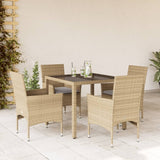vidaXL 3-Piece Garden Lounge Set with Cushions Poly Rattan and Glass Black