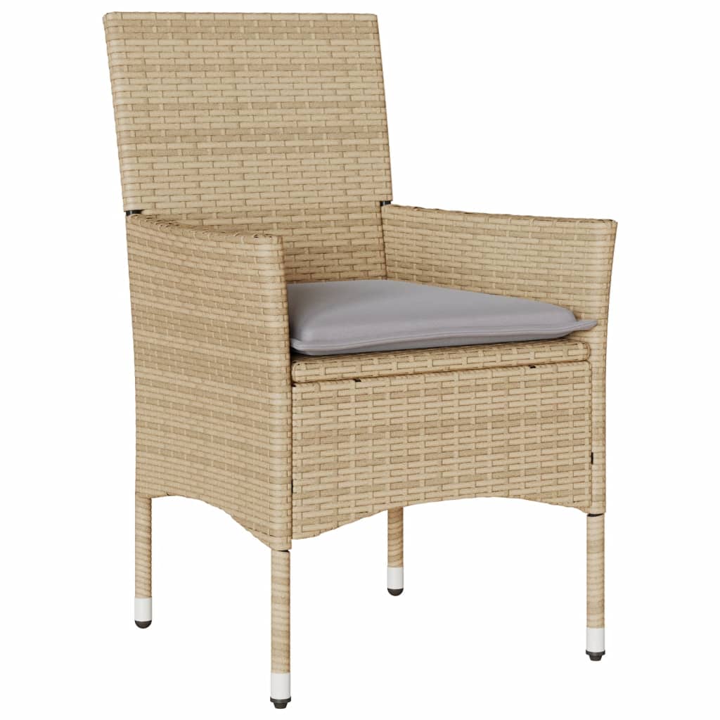 vidaXL 3-Piece Garden Lounge Set with Cushions Poly Rattan and Glass Black