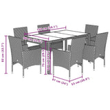 vidaXL 3-Piece Garden Lounge Set with Cushions Poly Rattan and Glass Black