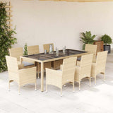 vidaXL 3-Piece Garden Lounge Set with Cushions Poly Rattan and Glass Black