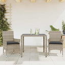 vidaXL 3-Piece Garden Lounge Set with Cushions Poly Rattan and Glass Black