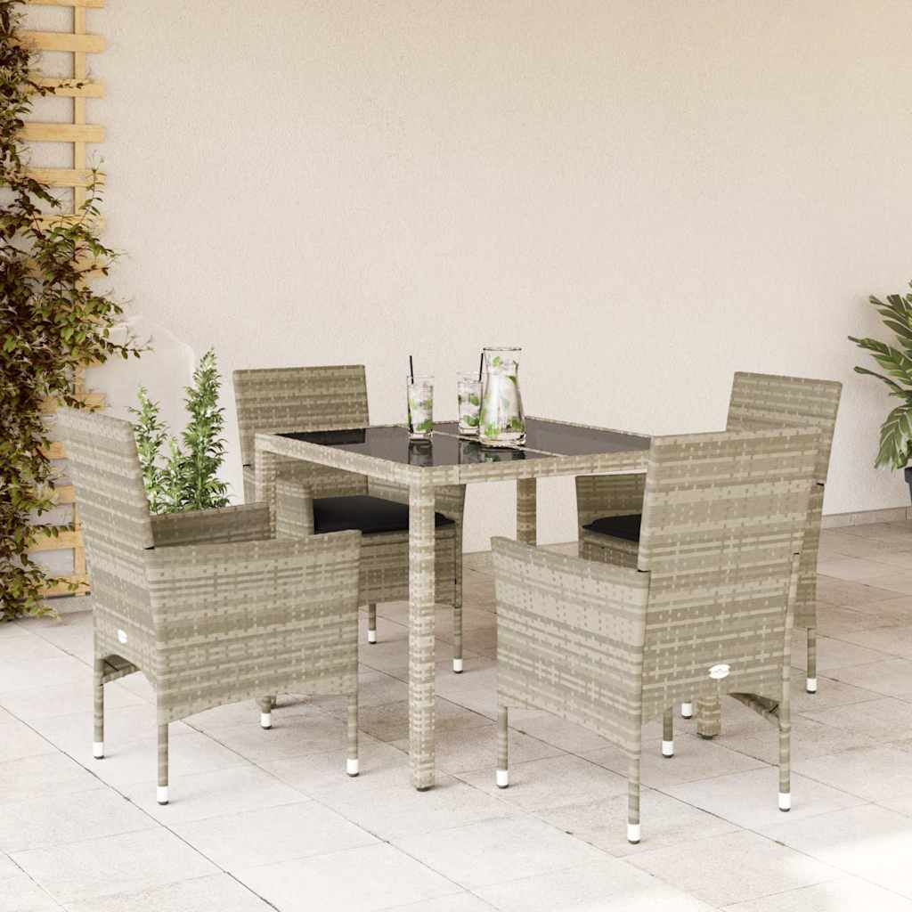 vidaXL 3-Piece Garden Lounge Set with Cushions Poly Rattan and Glass Black