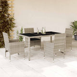 vidaXL 3-Piece Garden Lounge Set with Cushions Poly Rattan and Glass Black