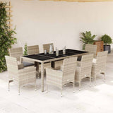 vidaXL 3-Piece Garden Lounge Set with Cushions Poly Rattan and Glass Black