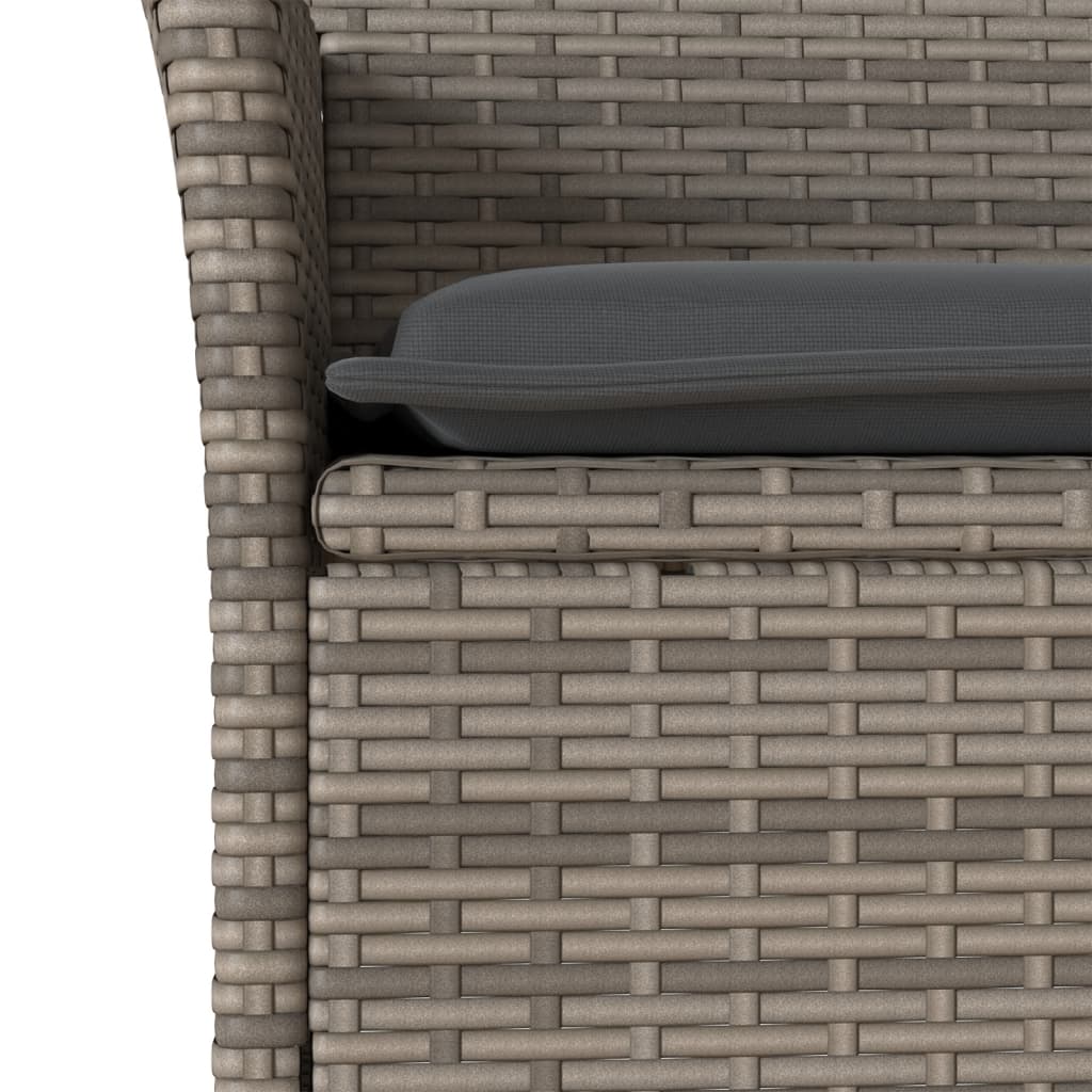 vidaXL 9-delige Tuinset met kussens poly rattan en glas grijs