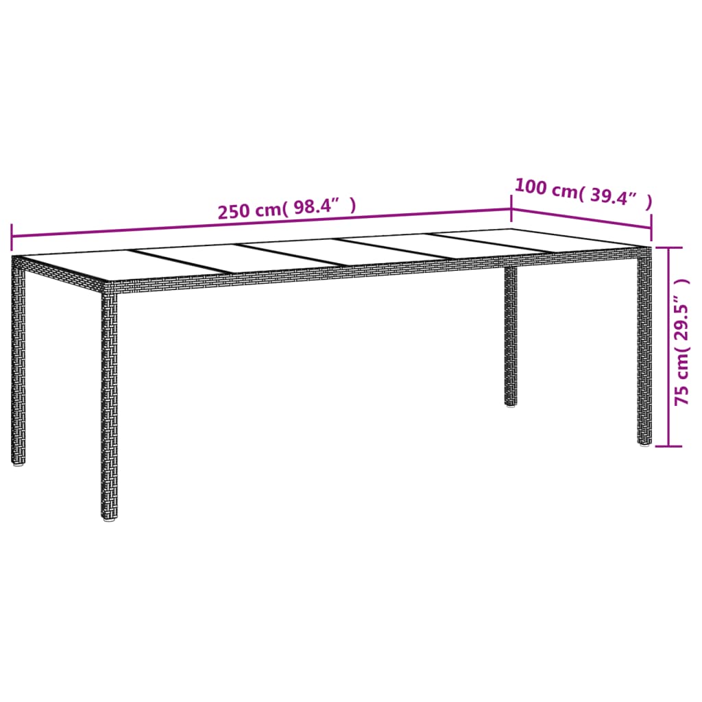 vidaXL 9-delige Tuinset met kussens poly rattan en glas grijs