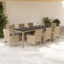 vidaXL 9-delige Tuinset met kussens poly rattan en glas grijs