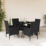 vidaXL 3-delige Tuinset met kussens poly rattan en glas zwart