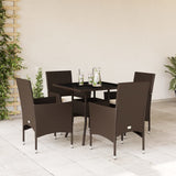 vidaXL 3-delige Tuinset met kussens poly rattan en glas zwart