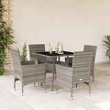 vidaXL 3-delige Tuinset met kussens poly rattan en glas zwart