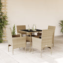 vidaXL 3-delige Tuinset met kussens poly rattan en glas zwart