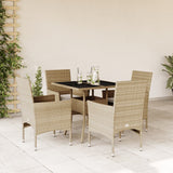 vidaXL 3-delige Tuinset met kussens poly rattan en glas zwart